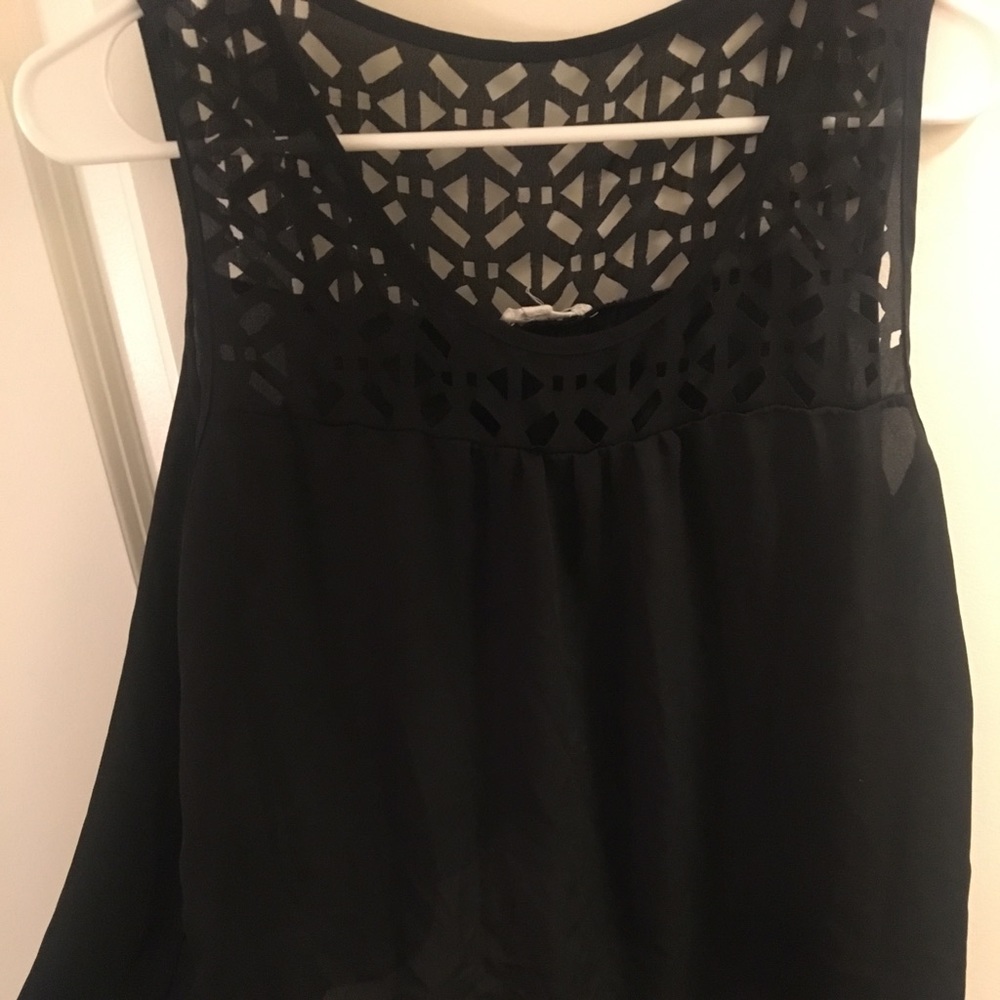 Black open back blouse